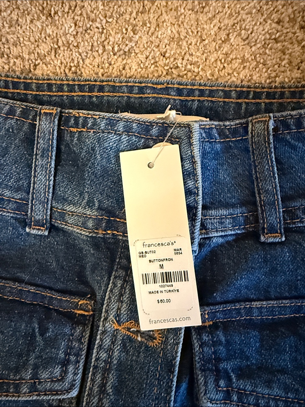 Francesca's Collections Dark Blue Denim Button-Front Midi Skirt - Picture 2 of 4